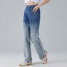 Gradient slimming all-match ripped straight denim trousers