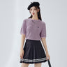 Striped Pullover Casual Short Sleeve Embroidered Knit Sweater