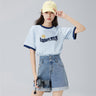 Women's tooling style pure cotton slimming short-sleeved printed t-shirt