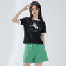 Printed Short Sleeve Top Fashion Embroidered Contrast Color T-Shirt