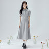 Lapel Puff Sleeves French Sweet Line Long Dress Long Dress